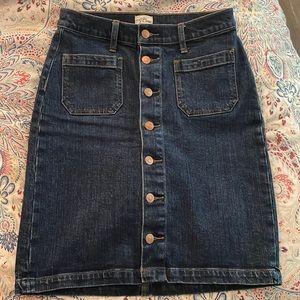 J. Crew denim button up skirt.
